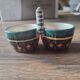 Enamelled ceramic salt cellars HB Henriot Quimper