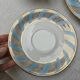 Vintage Bavaria ivory tea/coffee trio, sky blue & gold graphic waves.