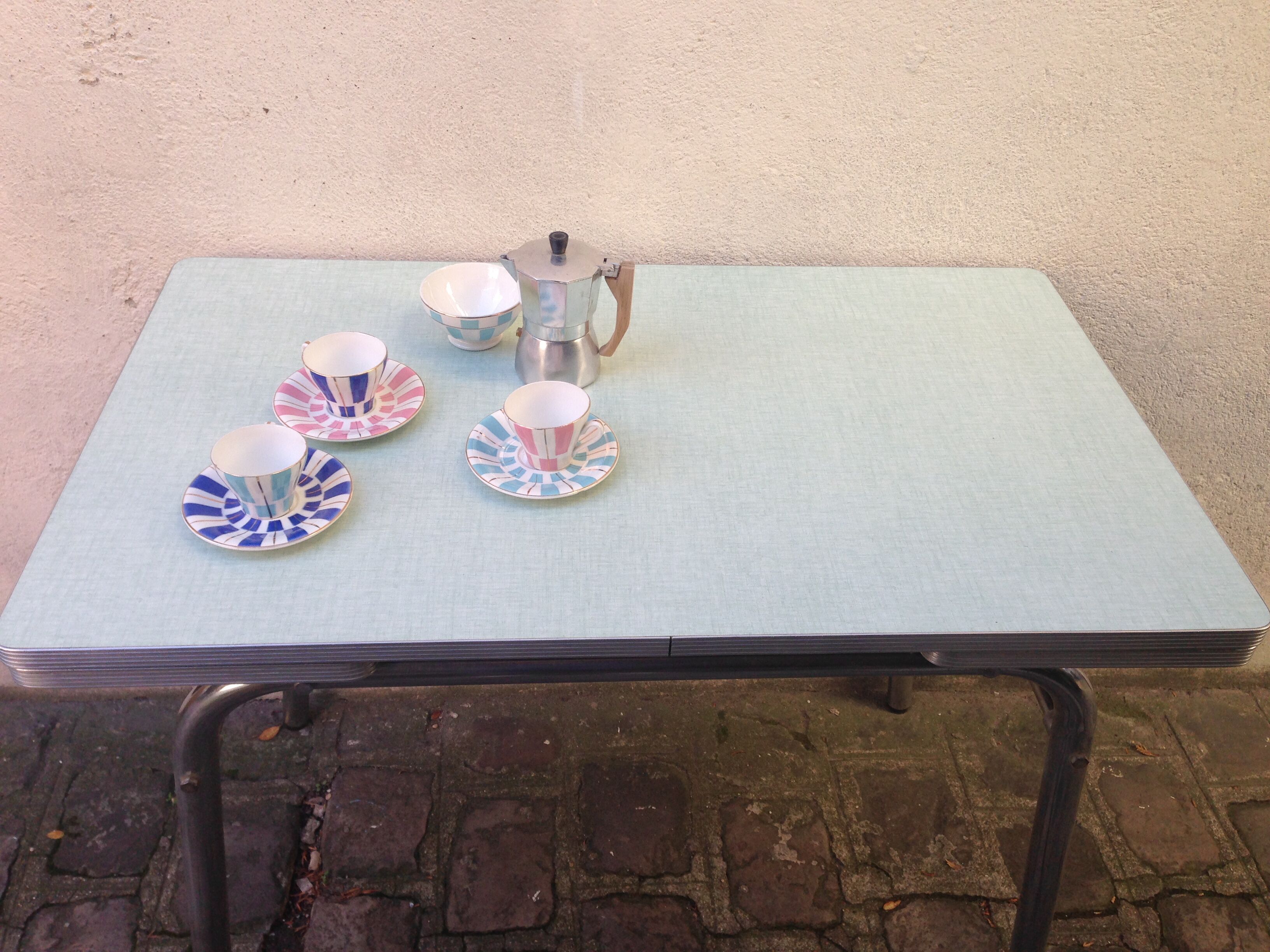 Mint green formica table