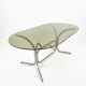 Silver metal table with smoked glass top from the 1970s.