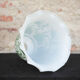 Opaline globe with green flower patterns, bell-shaped lampshade with a corolla.