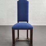 Set of 8 wooden and fabric chairs