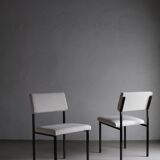 White boucle black metal chairs | Kembo | Netherlands | 1960s