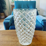 Vase vintage en verre ciselé