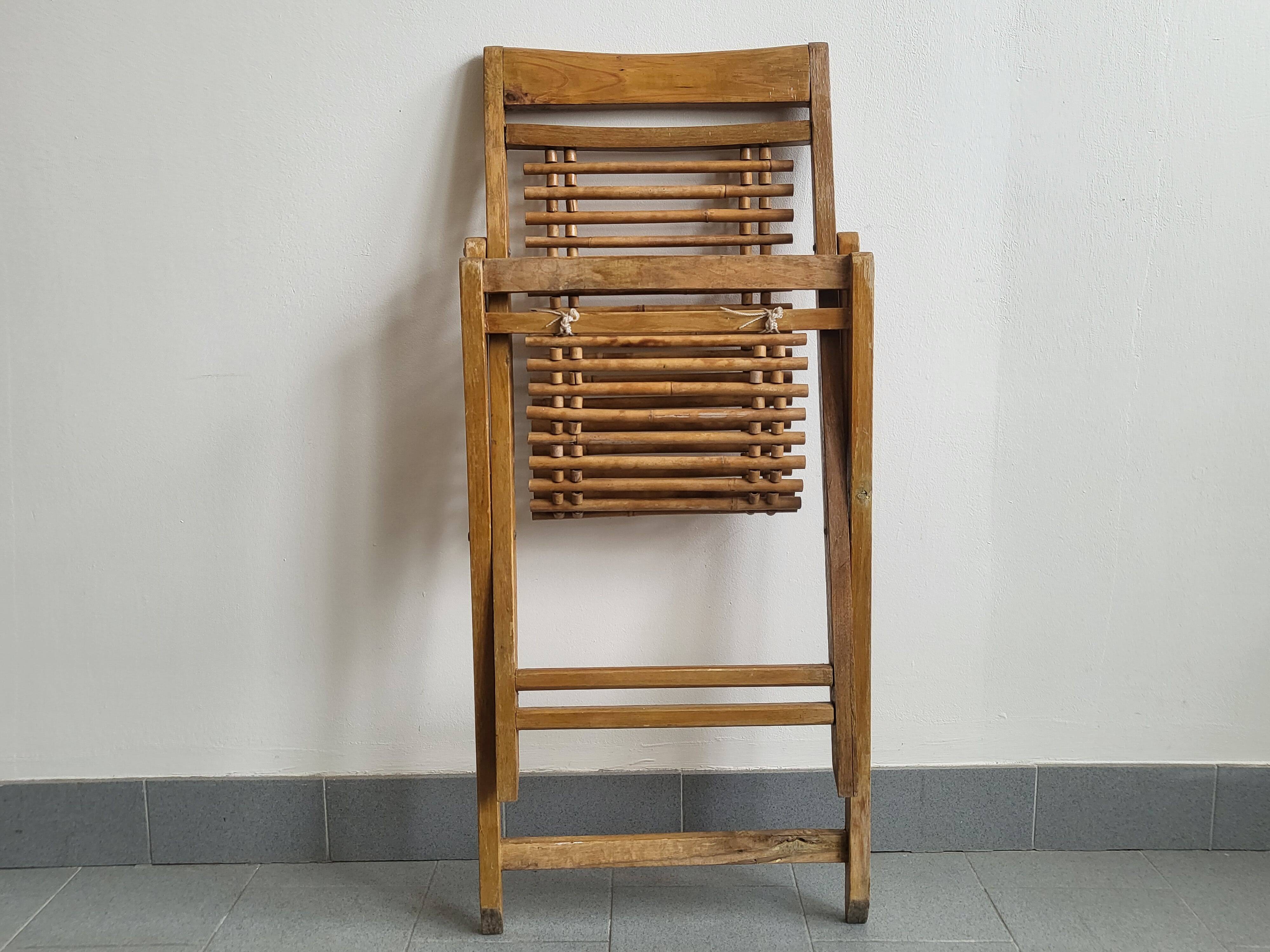 Children's lounge chair in bamboo & beech vintage 1950