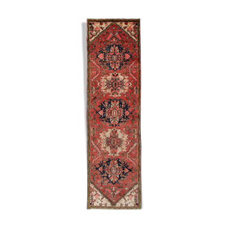 Tapis en laine rose medallion runner tapis en laine orientale fait à la main -85x300cm