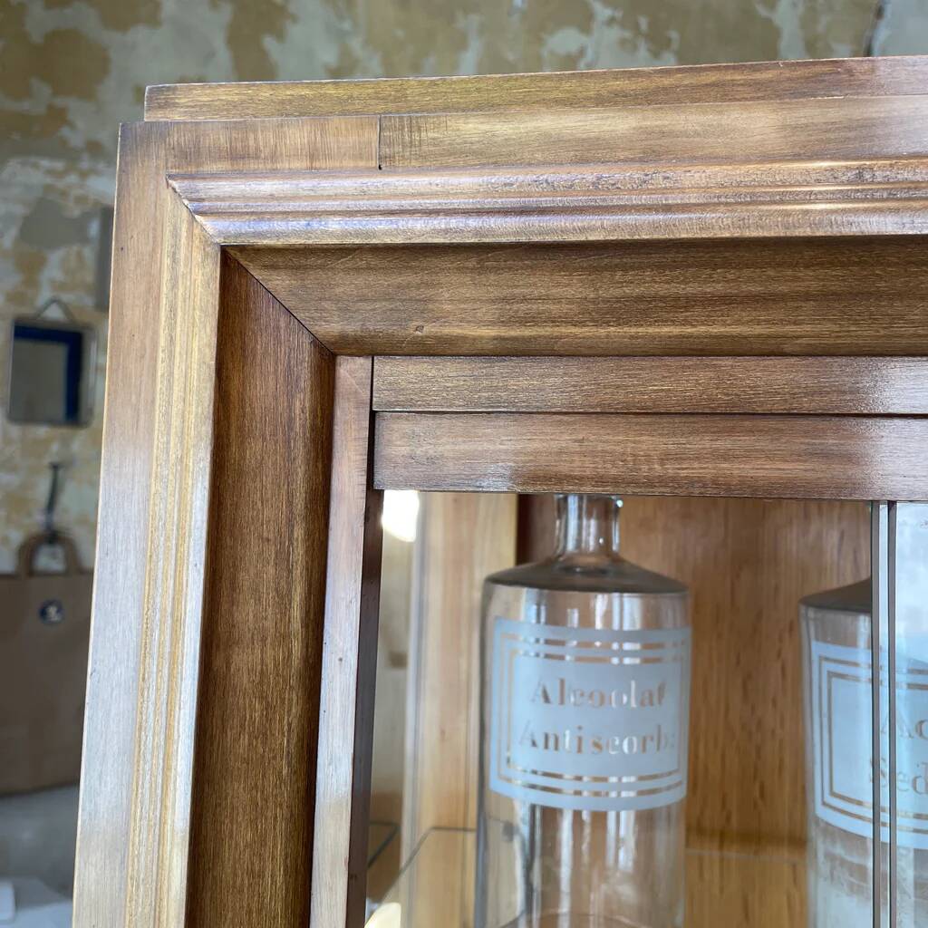 Art deco display cabinet in walnut and glass