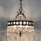 Old chandelier in bronze or silver brass, 4 lights, crystal grapevines. Year 60 70