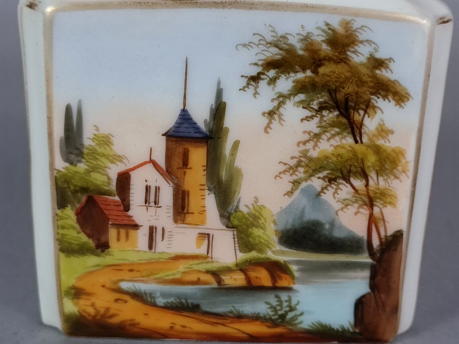 Porcelain bottle old Paris marine & bucolic decoration nineteenth century SB