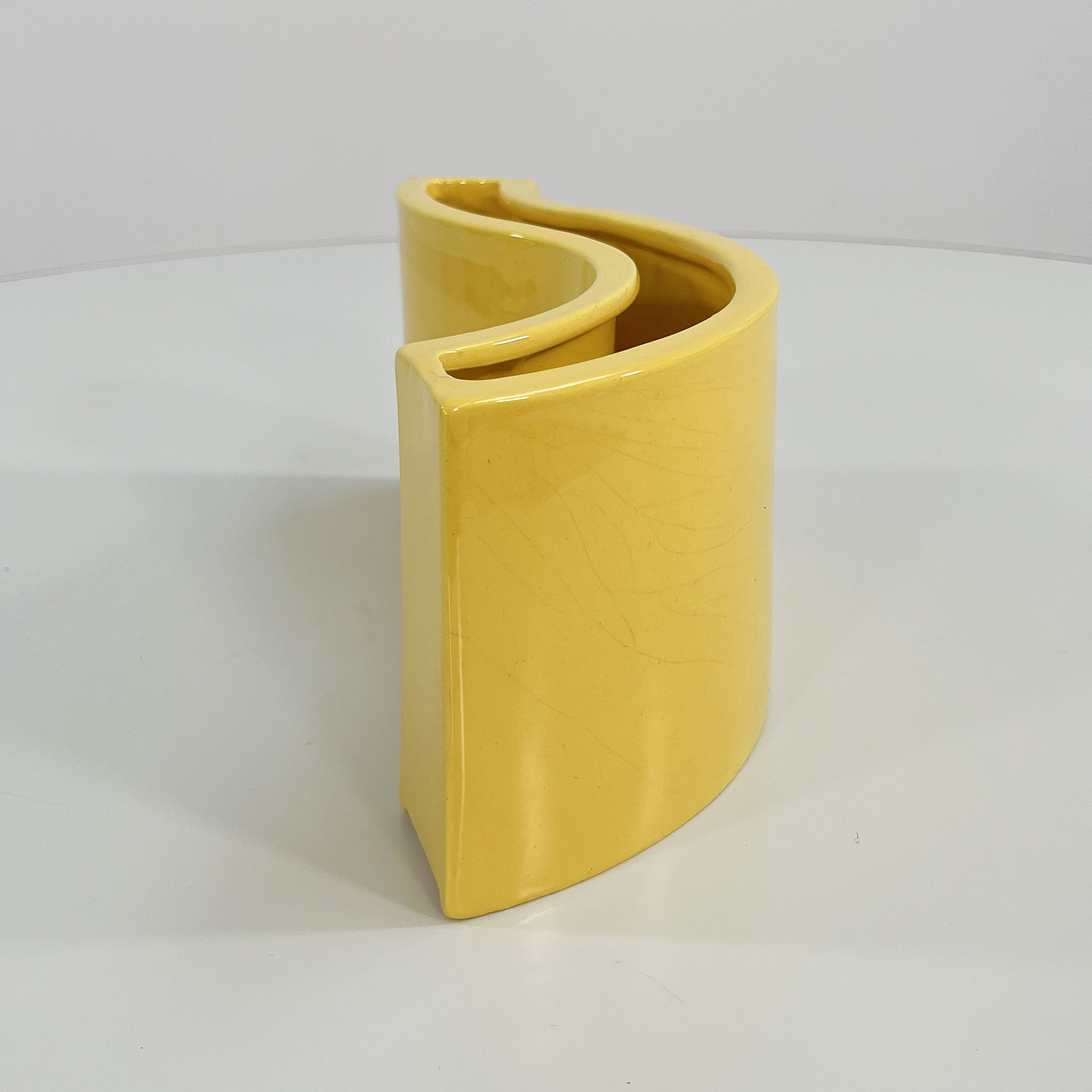 Italian vase in yellow ceramic, 1970