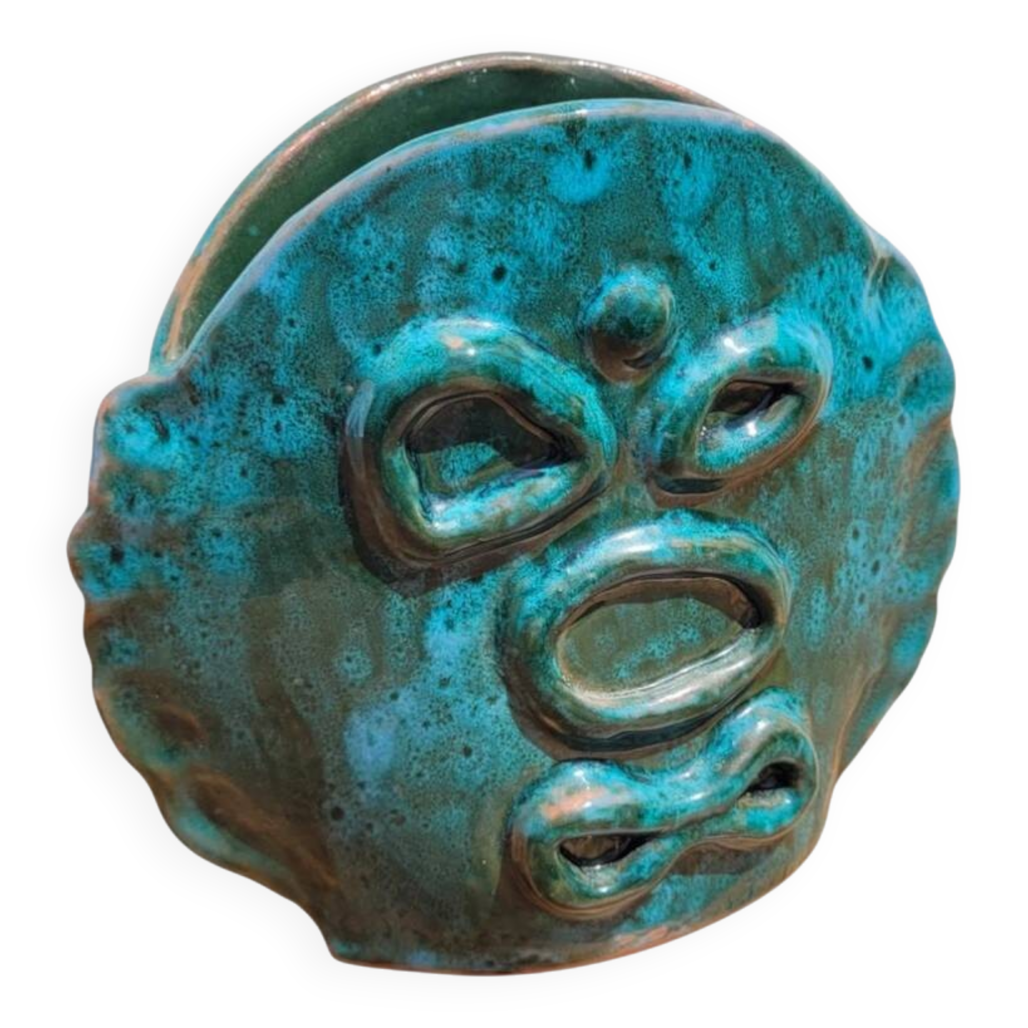 Turquoise glazed terracotta ceramic vase