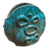Vase en céramique terre cuite émaillée turquoise