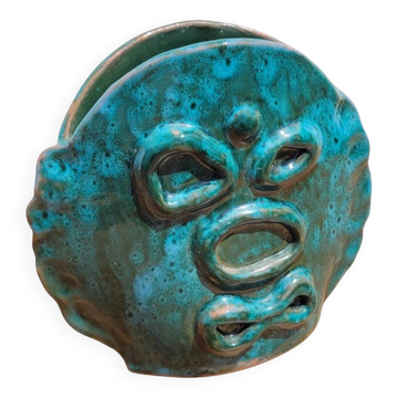 Turquoise glazed terracotta ceramic vase