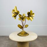 Lampe fleurs laiton doré années 70