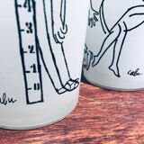 Set of glasses drawn by Cabù