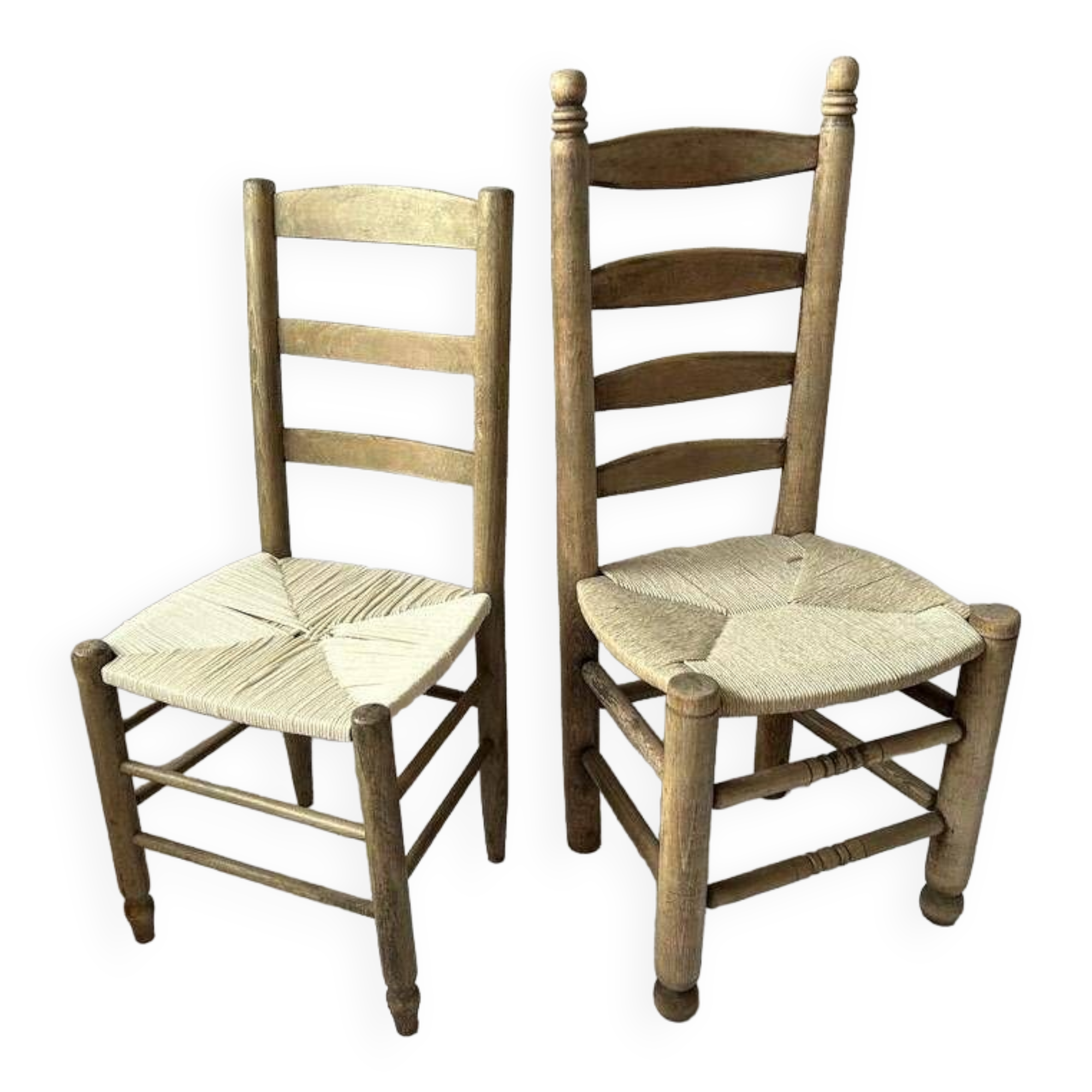 Paire de chaises campagnarde bois et corde