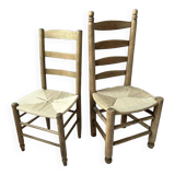 Paire de chaises campagnarde bois et corde