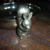 Silver metal dish with squirrels