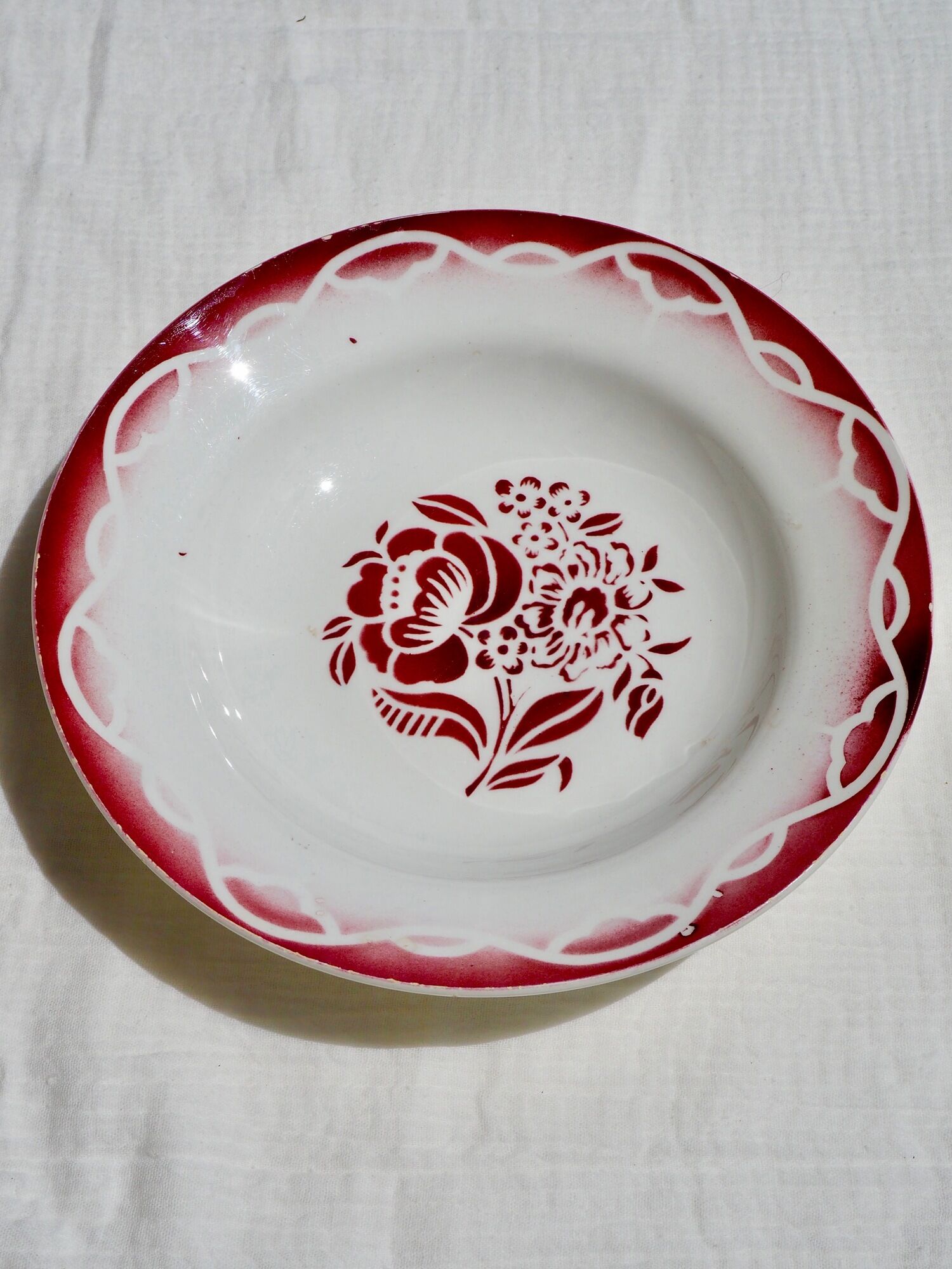 Set of 6 hollow plates Terre de Fer, model "Odette", Digoin Sarreguemines