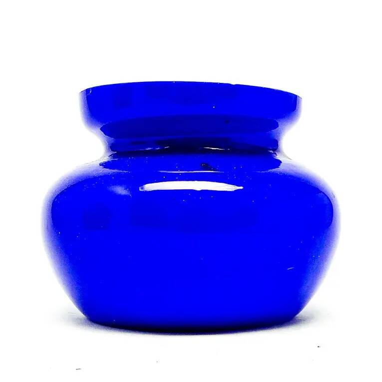 Vase postmoderne, verre bleu, Pologne, années 1970