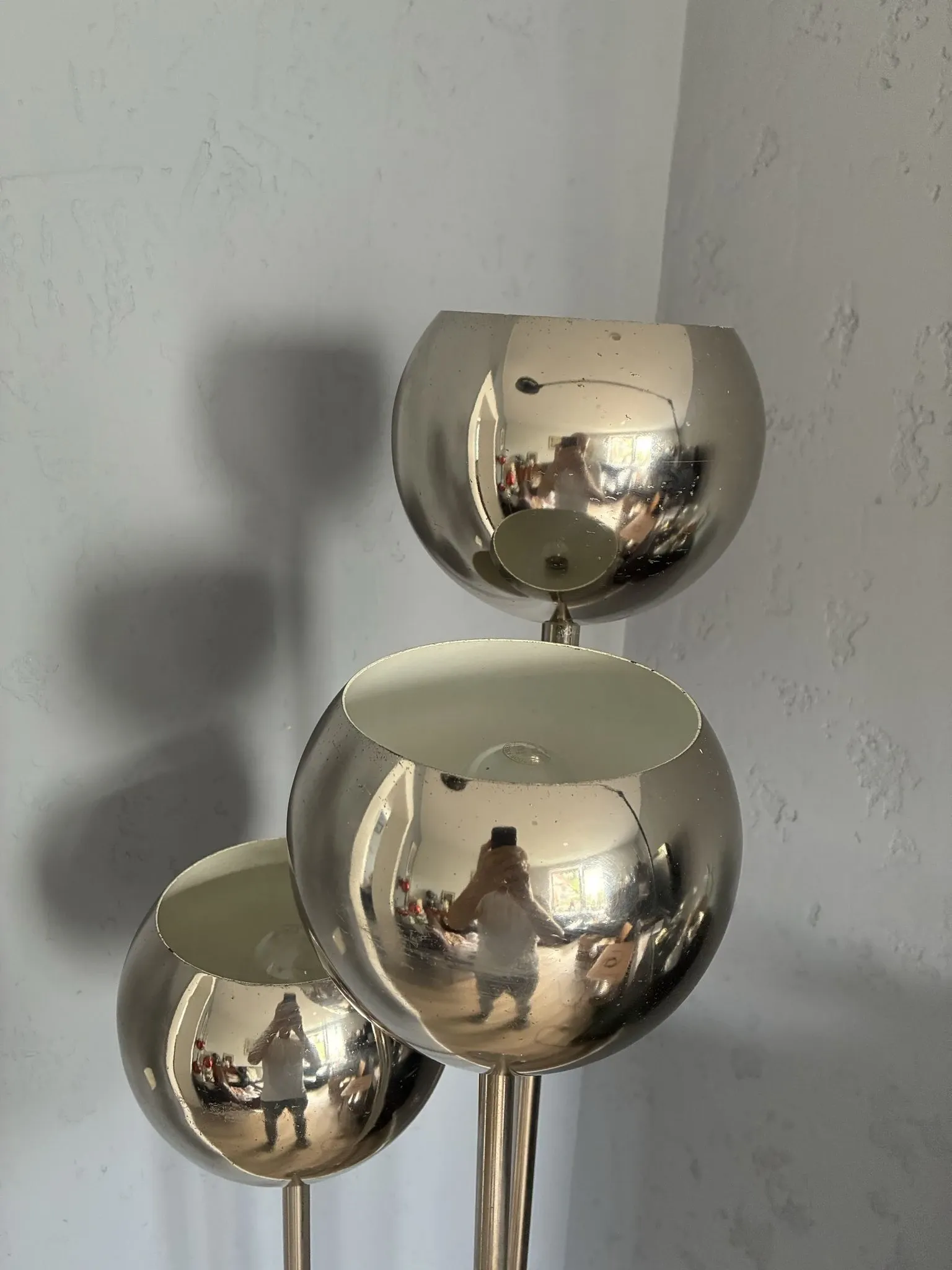 Baum Leuchten space age floor lamp with silver metal globes, 1970s