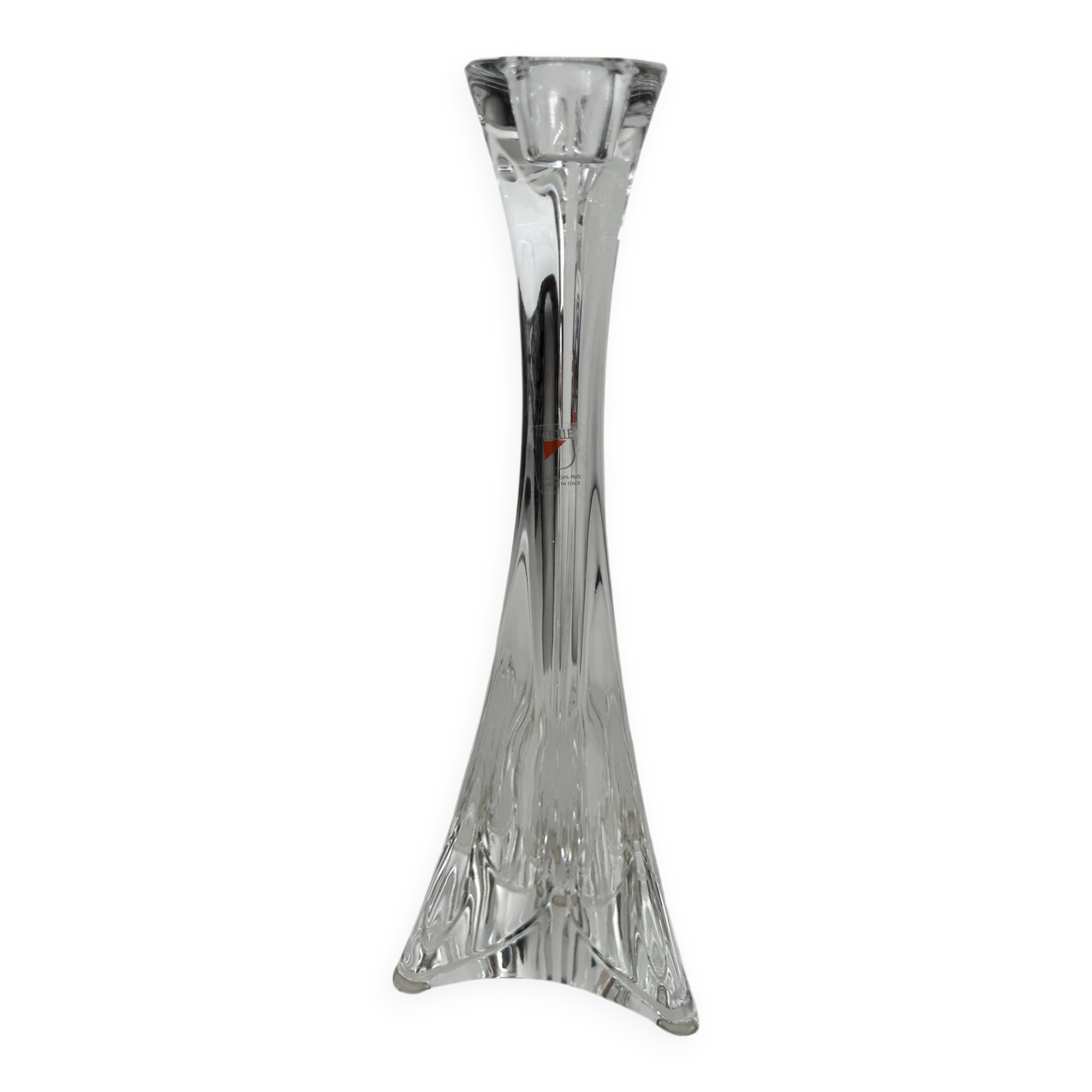 Sculptural candlestick "Ergo" in solid crystal, Angelo Mangiarotti for
