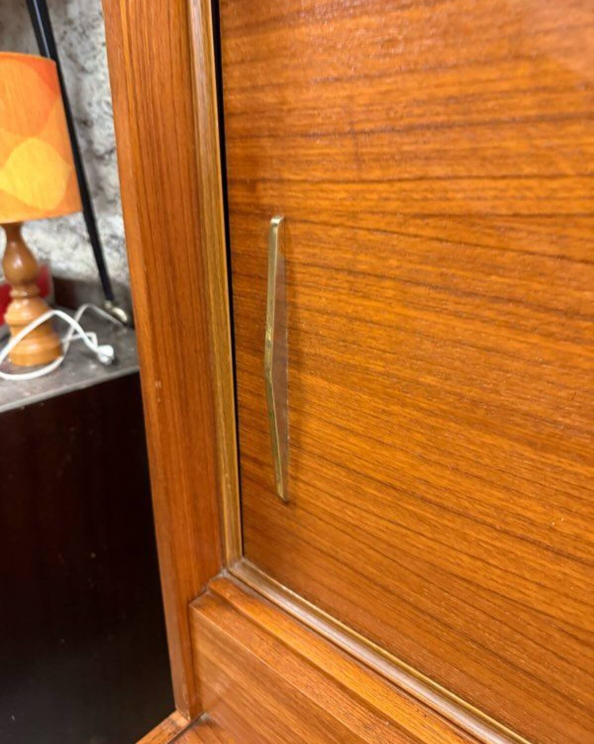 Vintage Scandinavian teak sideboard with compass feet from the 70s