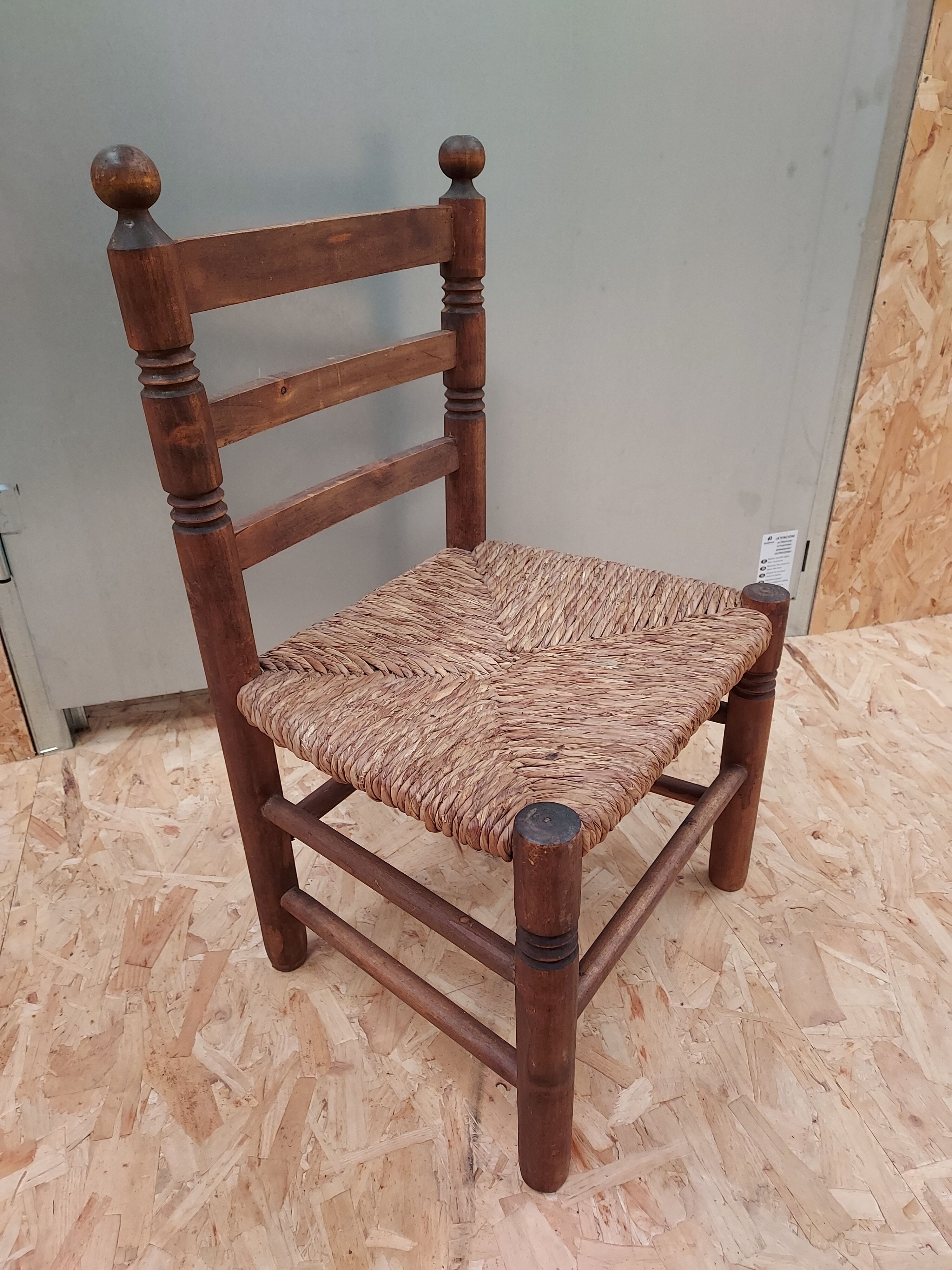 Chaise enfant bois et paille