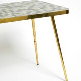 Beautiful Mid Century Modern brass side table with mosaic surface by Münche