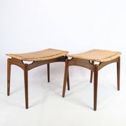 Papercord Stool In Teak By Sigfred Omann Made By Ølholm Møbelfabrik From 1960s