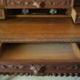Neo-Renaissance oak cash desk and step