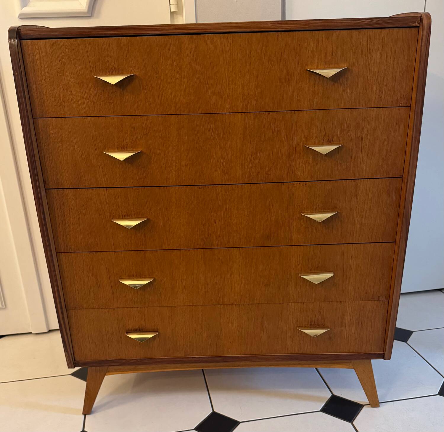 Vintage chest of drawers with compass feet