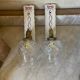 Pair of cut glass and Limoges porcelain wall sconces