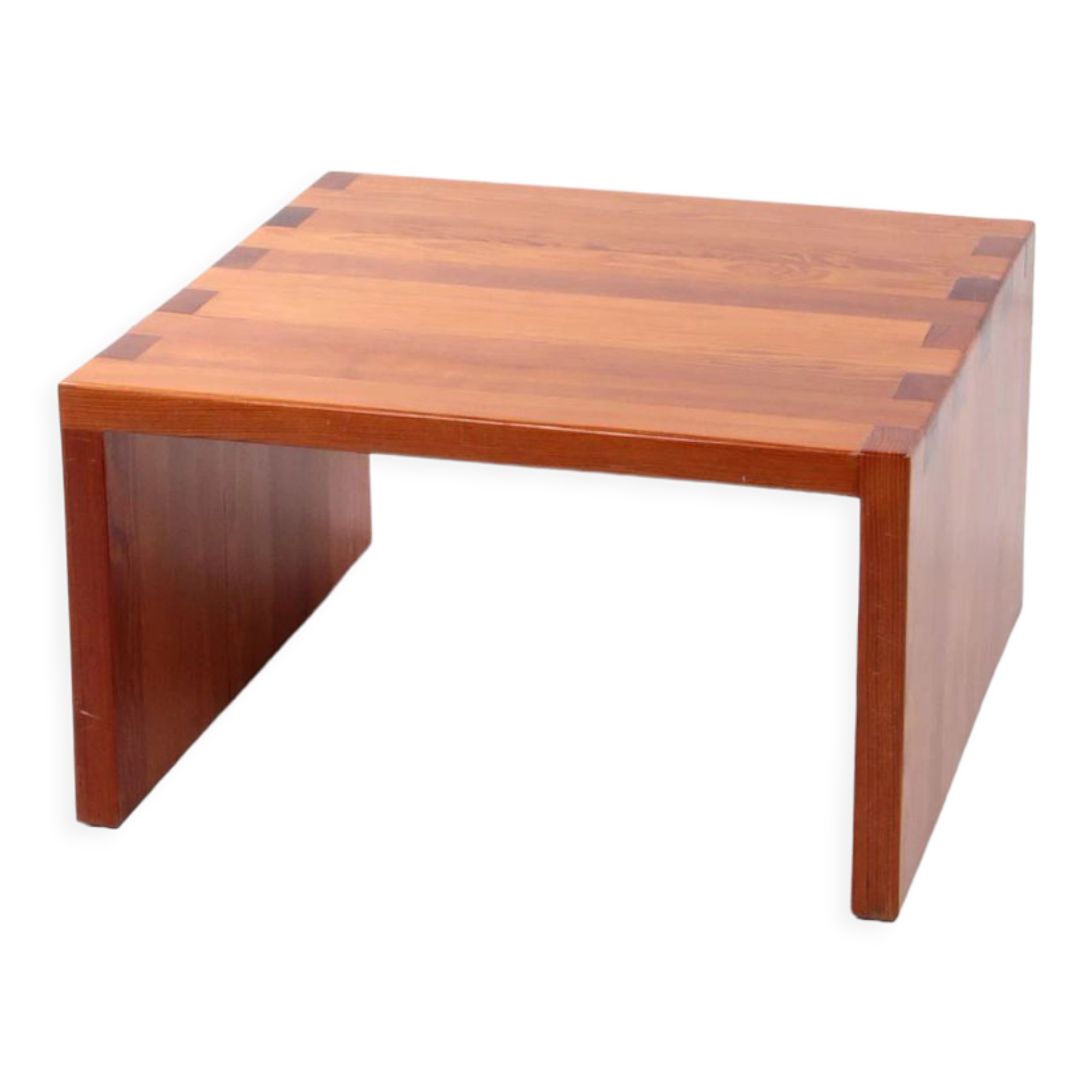 Table basse en bois Français de pin brutaliste, 1970 France