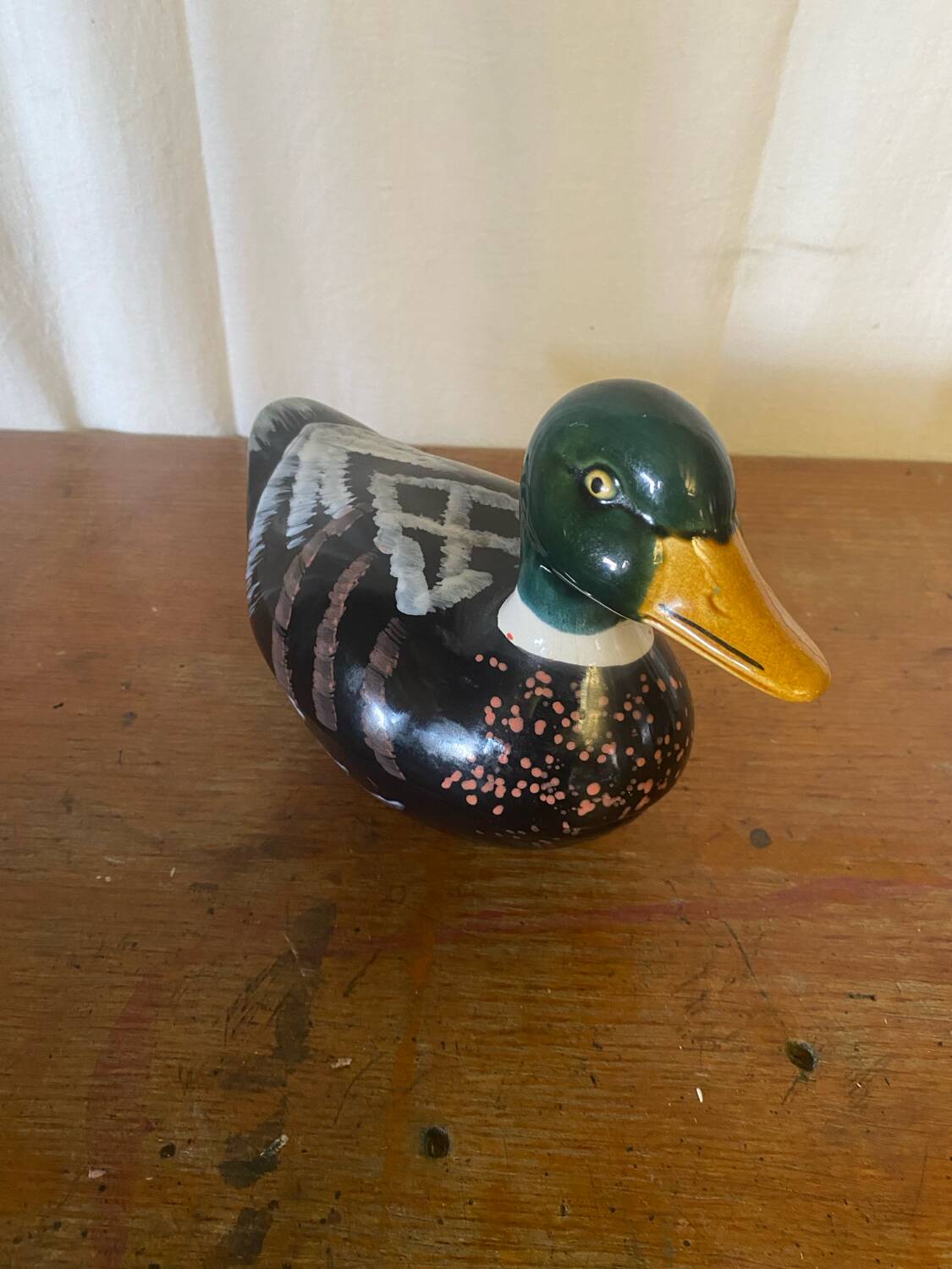 Vintage michel caugant duck-shaped ceramic terrine, france