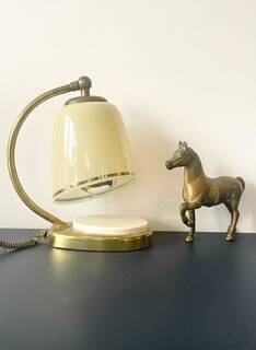 Bauhaus / Modernist lamp brass/bakelite & opaline Mid Century 1940-50