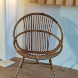 Rattan shell armchair