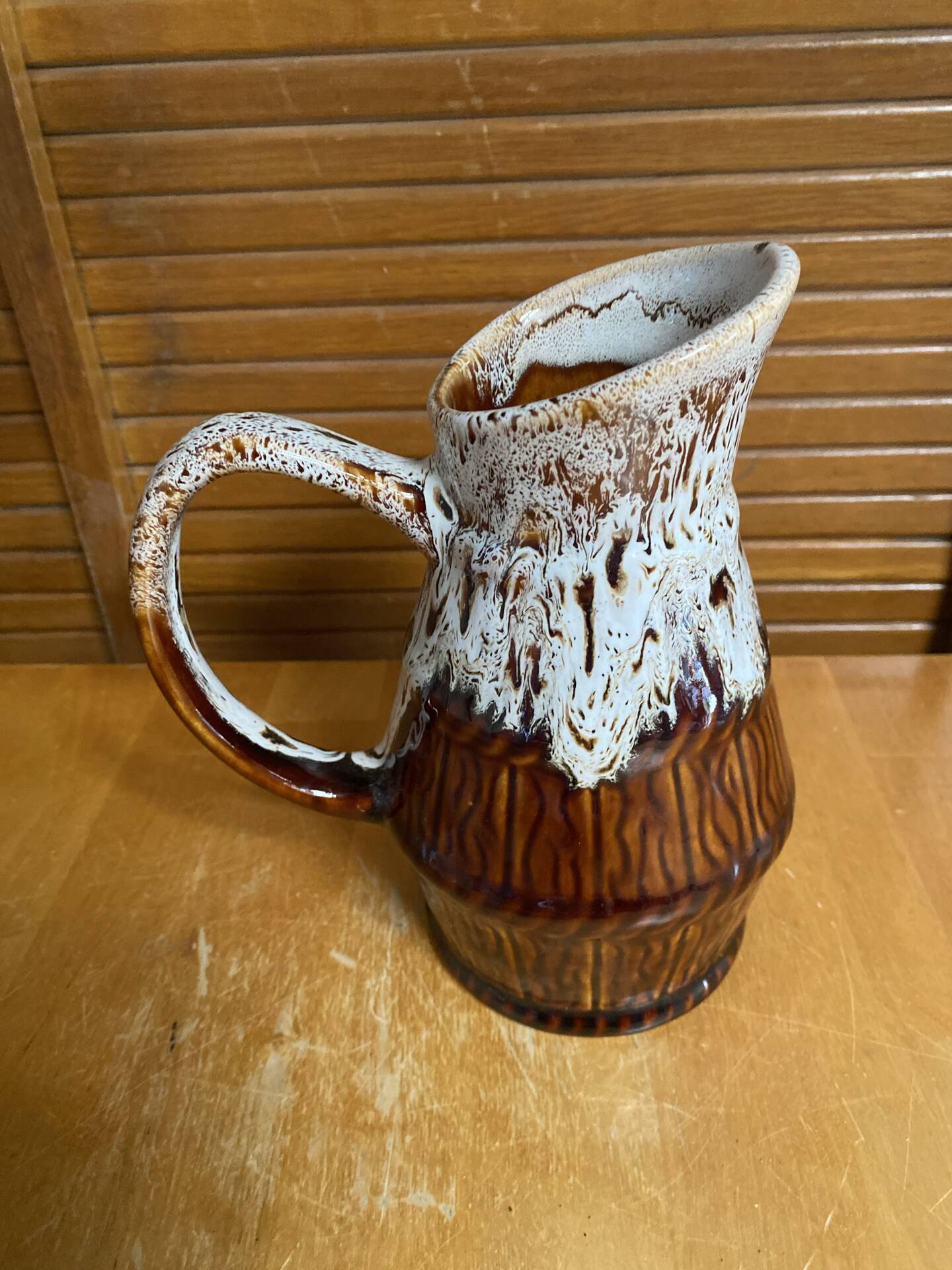 Vintage revol flamed ceramic barrel-shaped pitcher 1 litre