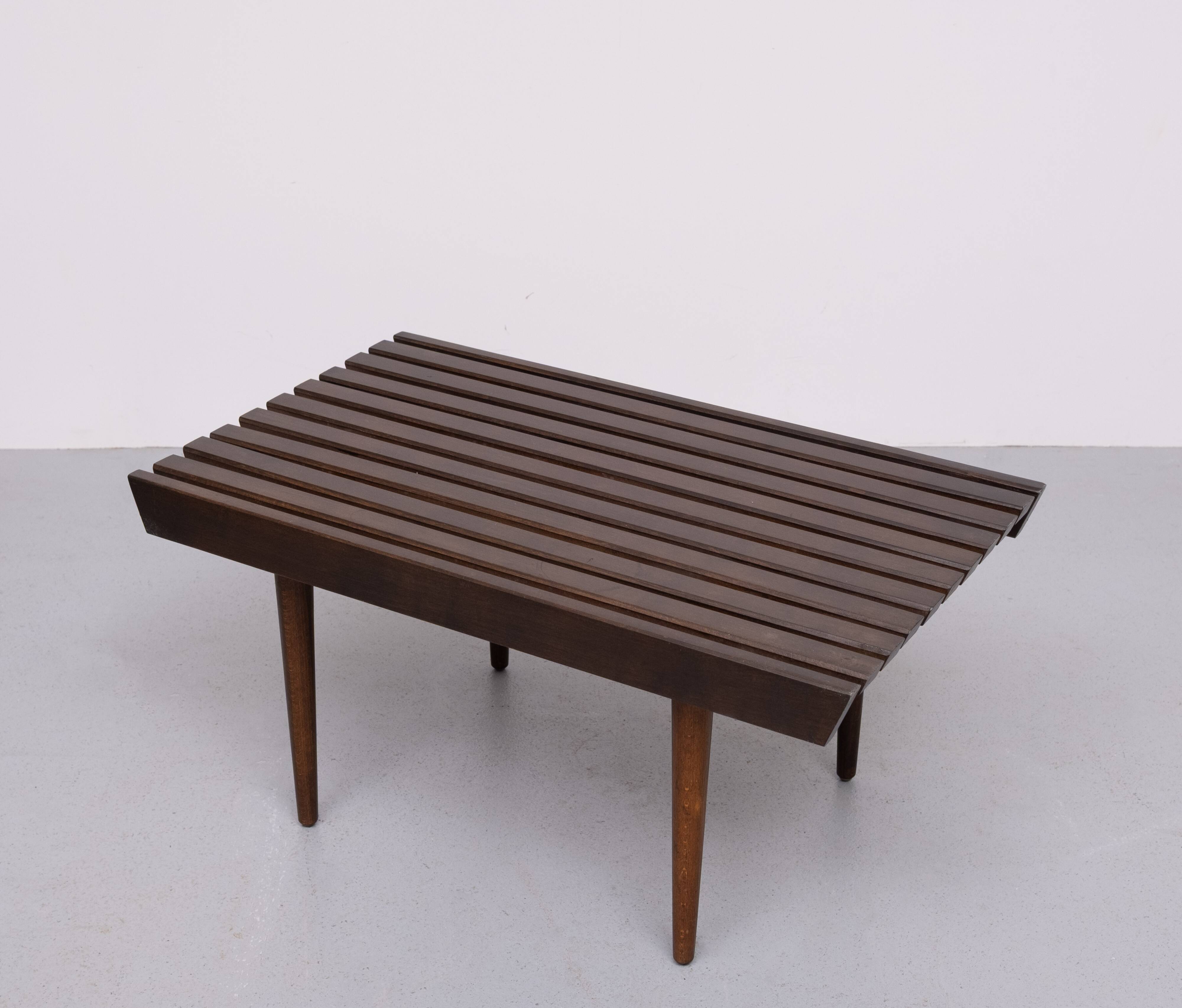 1960's Mid-Century Modern Danish Style Wood Slat Coffee Table or bench