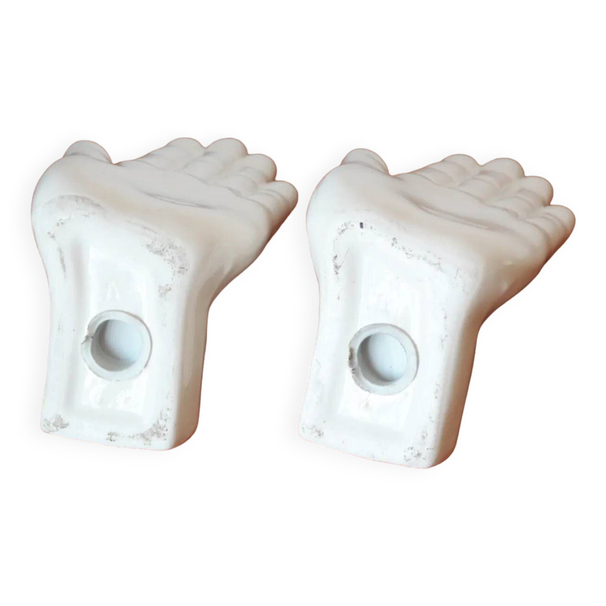 Pair of 80s ceramic hand bookends