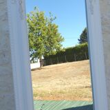 Wooden mirror on psyche foot tilting white gold with moldings