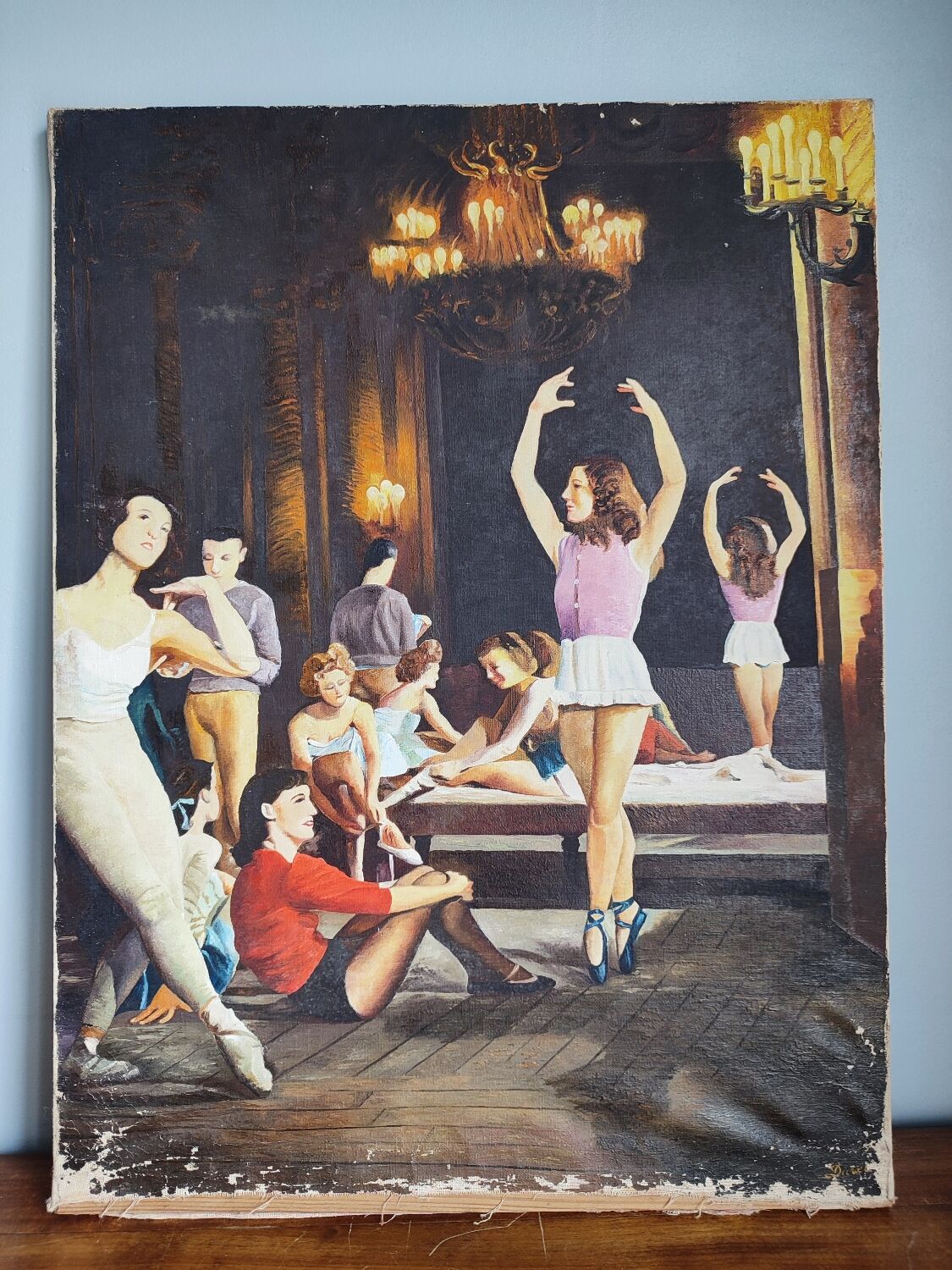 Painting on canvas former ballet dancers signed