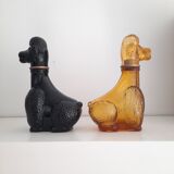Lot de deux bouteilles en verre caniche Empoli