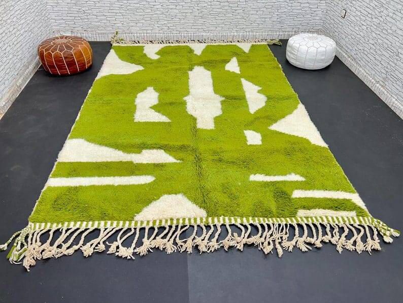 Pure wool rug green size 150 x 250 cm
