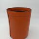 Orange Leather Waste Paper Basket in the Style of a Saddler, in the Taste of Hermès, Ann