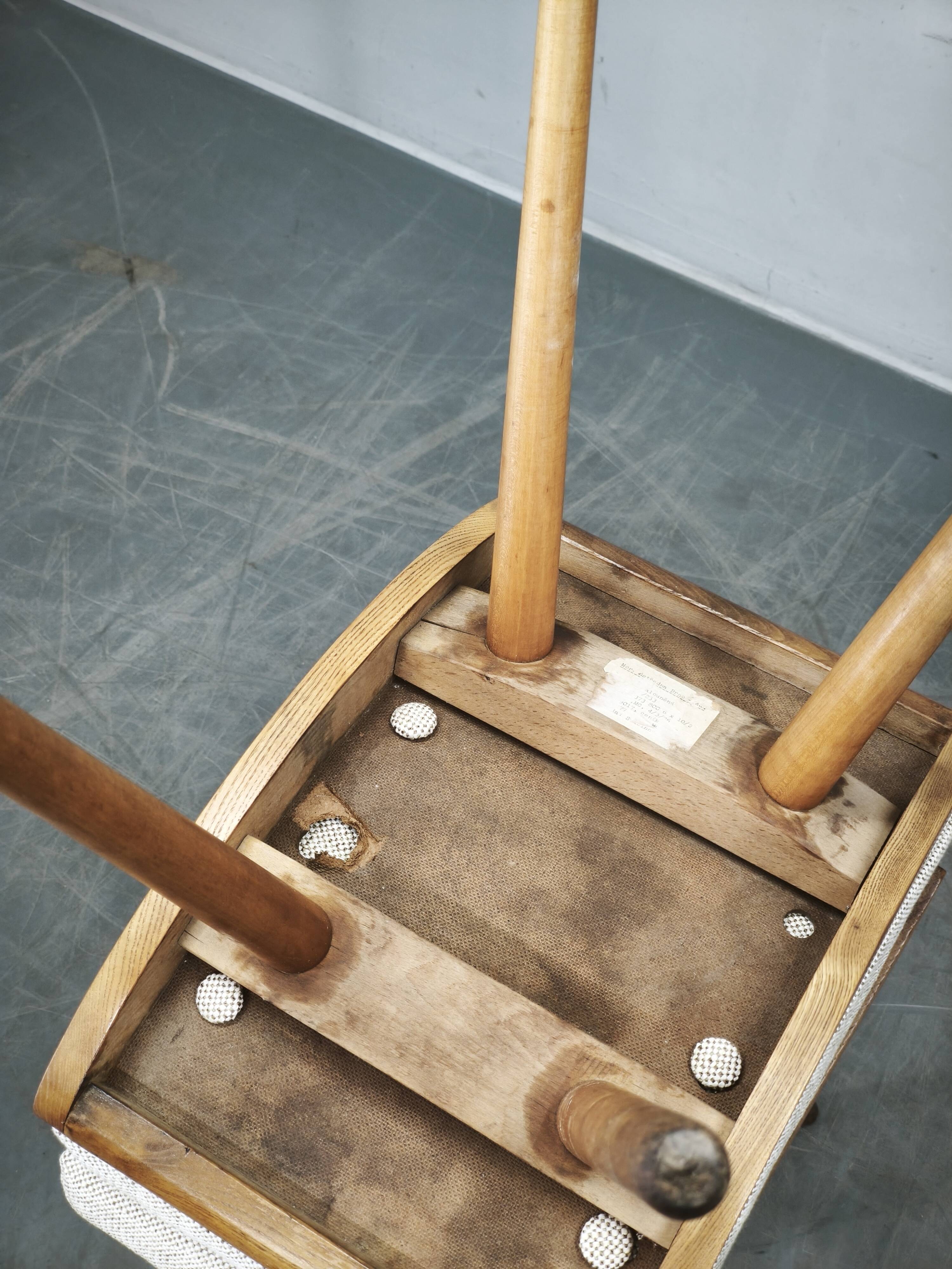 Pair of Mid-Century Beech Stools, Czechoslovakia, 1960s