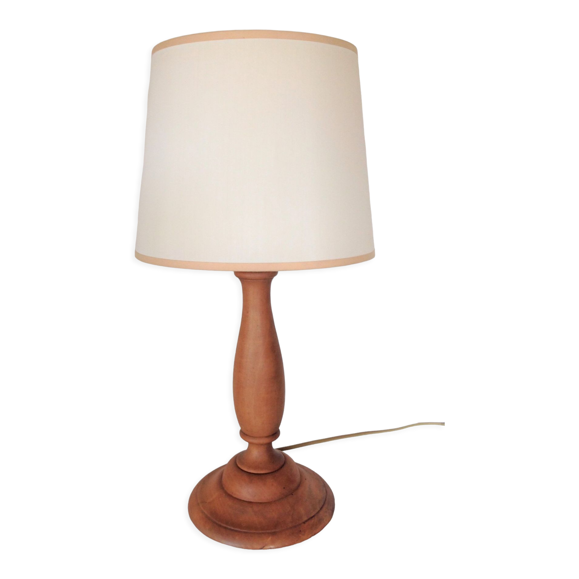 Turned wood lamp vintage 60s-70s