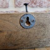 Solid teak coat hook with 4 double cast iron hooks