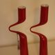 Pair of vintage red metal candleholders by Mikaela Dorfman for Menu Denmark