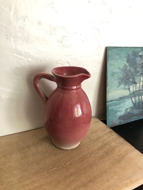 Pink ceramic pitcher